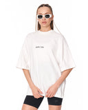 Embroidery Mandala Oversized White T-shirt angled back view