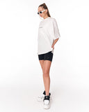 Embroidery Mandala Oversized White T-shirt with large mandala artwork