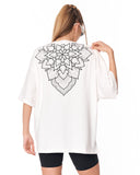 Embroidery Mandala Oversized White T-shirt casual women streetwear look