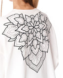 Embroidery Mandala Oversized White T-shirt in white cotton fabric