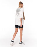 Embroidery Mandala Oversized White T-shirt with relaxed streetwear silhouette