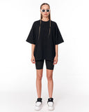 Follow The Stream Black Oversized T-Shirt with expressive typography