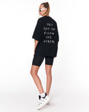 Follow The Stream Black Oversized T-Shirt with contrast white print
