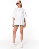 Follow The Stream White Oversized T-Shirt with urban slogan detail