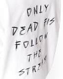 Follow The Stream White Oversized T-Shirt with drop shoulder design