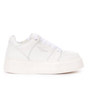 Martin Valen sneakers met hoge zool in volledig wit zijaanzicht