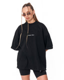 Gothic Depth Applique Patch Oversized Black T-shirt premium streetwear style