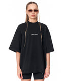 Gothic Depth Applique Patch Oversized Black T-shirt with small front logo