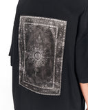 Gothic Depth Applique Patch Oversized Black T-shirt with gothic back artwork