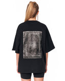 Gothic Depth Applique Patch Oversized Black T-shirt with large back patch