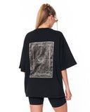 Gothic Depth Applique Patch Oversized Black T-shirt with applique patch detail