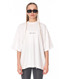Gothic Depth Applique Patch Oversized White T-shirt with small front logo