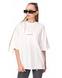 Gothic Depth Applique Patch Oversized White T-shirt with drop shoulder cut