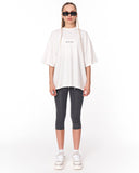 Gothic Depth Applique Patch Oversized White T-shirt with decorative patch detail