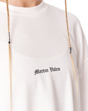 Gothic Depth Applique Patch Oversized White T-shirt white cotton design