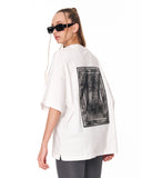 Gothic Depth Applique Patch Oversized White T-shirt premium streetwear style