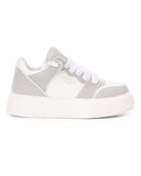 Martin Valen tweekleurige sneakers met hoge zool in grijs-wit zijaanzicht
