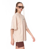 Heritage Fusion Beige Oversized T-shirt with relaxed oversized cut