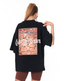 Heritage Fusion Black Oversized T-shirt with artistic tapestry style graphic