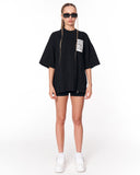 Jedi Delivery Print Oversized Black T-shirt with delivery label detail