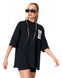 Jedi Delivery Print Oversized Black T-shirt with modern delivery inspired print