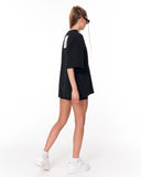 Jedi Delivery Print Oversized Black T-shirt paired with black shorts