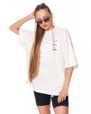 Jedi Delivery Print Oversized White T-shirt paired with black shorts