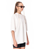 Jedi Delivery Print Oversized White T-shirt styled with black biker shorts