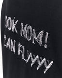 Look Mom Text Print Black Oversized T-Shirt with minimalist front text detail
