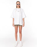 Look Mom Text Print White Oversized T-Shirt with clean minimal look