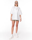 Look Mom Text Print White Oversized T-Shirt with modern oversized silhouette