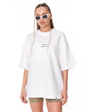 Look Mom Text Print White Oversized T-Shirt with contrast text graphic