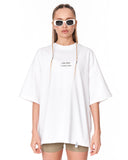 Look Mom Text Print White Oversized T-Shirt with statement text print