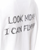 Look Mom Text Print White Oversized T-Shirt with drop shoulder design