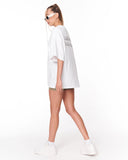 Look Mom Text Print White Oversized T-Shirt with wide short sleeves