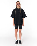 “Loved Me” Text Print Black Oversized T-shirt with clean chest design
