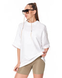 "Loved Me" Text Print White Oversized T-shirt with dropped shoulders