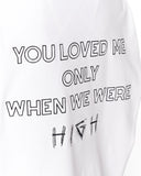 "Loved Me" Text Print White Oversized T-shirt with minimal front design