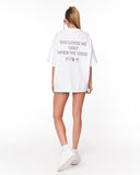 "Loved Me" Text Print White Oversized T-shirt casual everyday streetwear piece
