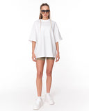 "Loved Me" Text Print White Oversized T-shirt with graphic slogan detail