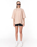 Mandala Shining Print with 3D Embroidery Beige T-shirt front view
