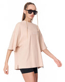 Mandala Shining Print with 3D Embroidery Beige T-shirt relaxed silhouette