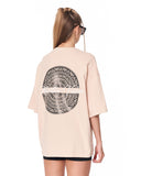 Mandala Shining Print with 3D Embroidery Beige T-shirt oversized fit