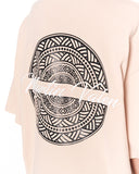 Mandala Shining Print with 3D Embroidery Beige T-shirt with back graphic