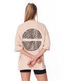Mandala Shining Print with 3D Embroidery Beige T-shirt with white embroidery