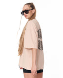 Mandala Shining Print with 3D Embroidery Beige T-shirt beige cotton design