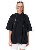 Mandala Shining Print with 3D Embroidery Black T-shirt relaxed oversized style