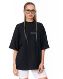Mandala Shining Print with 3D Embroidery Black T-shirt drop shoulder design