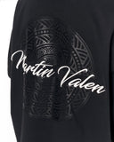 Mandala Shining Print with 3D Embroidery Black T-shirt with back print