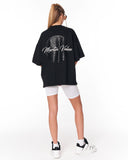 Mandala Shining Print with 3D Embroidery Black T-shirt 3D embroidery detail